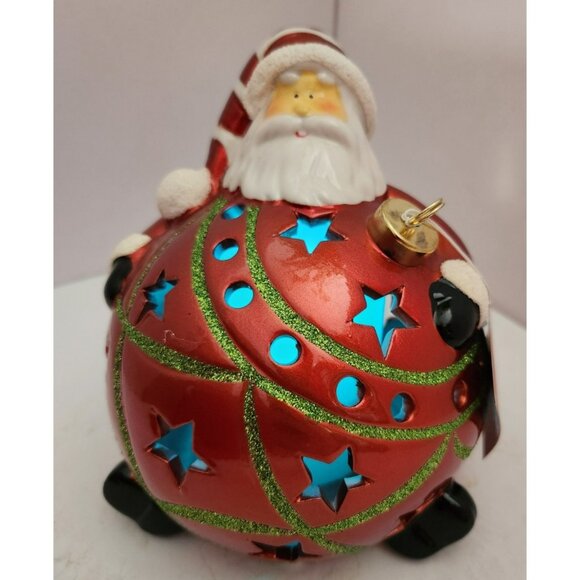 Home Reflections Ceramic Luminary Santa Ornament w/ Colorful Lights or Candle - Picture 5 of 16